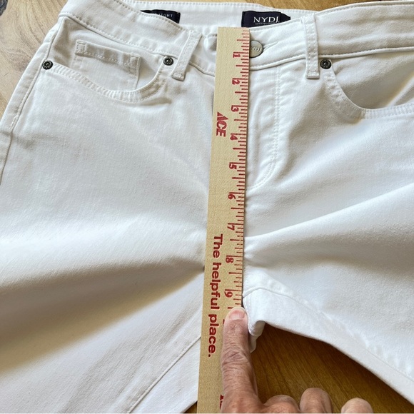 NYDJ MARILYN STRAIGHT JEANS 2 OPTIC WHITE FRAY HEM CROPPED STRETCH SUMMER CHIC - Picture 9 of 11